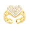 ANELLO CUORE CON CUBIC ZIRCONIA BIANCHI CON CATENA GRUMETTA IN ARGENTO 925 GALVANICA ORO