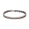 BRACCIALE UOMO MAGLIA IMPERNIATA DETTAGLI IN ROSA E NERO IN ACCIAIO