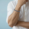BRACCIALE UOMO MAGLIA IMPERNIATA IN CERAMICA BLU E ACCIAIO