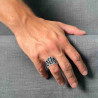 ANELLO UOMO CHEVALIER CON DECORO SIMBOLI ANTICHI IN ACCIAIO BRUNITO