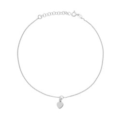 CAVIGLIERA CATENA GRUMETTA CON CUORE PLAIN PENDENTE IN ARGENTO 925 GALVANICA RODIO