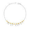 CAVIGLIERA CATENA ROLO DIAMANTATA CON CRYSTAL GIALLO E STELLE PLAIN PENDENTI IN ARGENTO 925 GALVANICA RODIO
