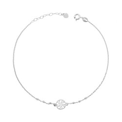 CAVIGLIERA CATENA ROLO DIAMANTATA CON PALLINE LISCE E SOLE IN ARGENTO 925 GALVANICA RODIO
