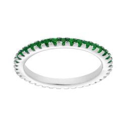 ANELLO ETERNITY VERETTA A GIRO CON CUBIC ZIRCONIA VERDE SMERALDO IN ARGENTO 925 GALVANICA RODIO