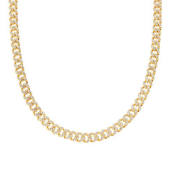 COLLANA CATENA GRUMETTA MM 6,1 CON ZIRCONI BIANCHI IN ARGENTO 925 GALVANICA ORO
