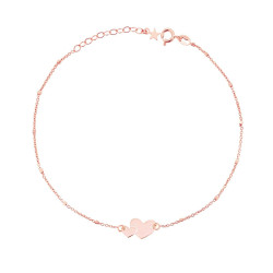 CAVIGLIERA CATENA FORZATINA E CUBETTI A SPECCHIO CON CUORI PLAIN IN ARGENTO 925 GALVANICA ROSA