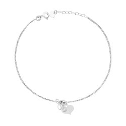 CAVIGLIERA CATENA GRUMETTA CON CUORE INFINITO PLAIN E ZIRCONE BIANCO PENDENTI IN ARGENTO 925 GALVANICA RODIO