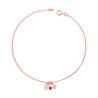 CAVIGLIERA CATENA GRUMETTA DIAMANTATA CON CUORI PLAIN E PERLINA ROSSO IN ARGENTO 925 GALVANICA ROSA