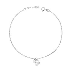 CAVIGLIERA CATENA GRUMETTA DIAMANTATA CON CUORE INFINITO E STELLA PENDENTI IN ARGENTO 925 GALVANICA RODIO