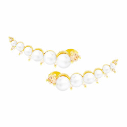 ORECCHINI EAR CUFF CON PERLE E ZIRCONI ROSA IN ARGENTO 925 GALVANICA ORO