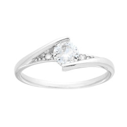 ANELLO SOLITARIO CON ZIRCONI BIANCHI IN ARGENTO 925 GALVANICA RODIO