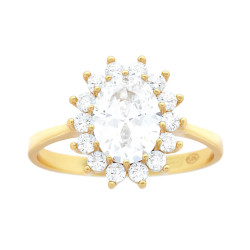 ANELLO SOLITARIO CON CUBIC ZIRCONIA BIANCO IN ARGENTO 925 GALVANICA ORO
