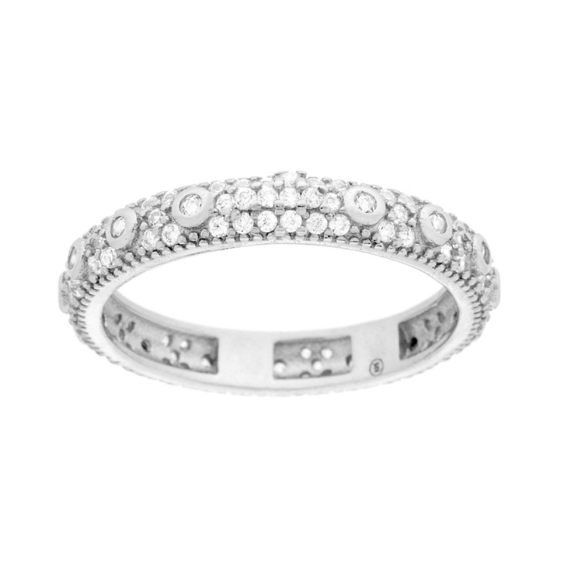 ANELLO ROSARIO CON CROCE E ZIRCONI BIANCHI IN ARGENTO 925 GALVANICA RODIO