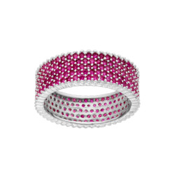 ANELLO ETERNITY FASCIA CON ZIRCONI ROSSO RUBINO IN ARGENTO 925 GALVANICA RODIO