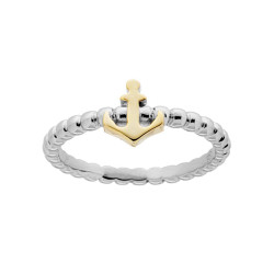 ANELLO GAMBO PALLINE CON ANCORA GALVANICA ORO IN ARGENTO 925 GALVANICA RODIO