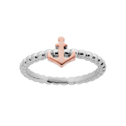 ANELLO GAMBO PALLINE CON ANCORA GALVANICA ROSA IN ARGENTO 925 GALVANICA RODIO