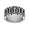 ANELLO UOMO FASCIA MM 11 CON DECORI E ANCORA IN ACCIAIO BRUNITO