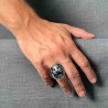 ANELLO CHEVALIER TESTA DI LEONE IN ACCIAIO BRUNITO