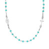 COLLANA ROSARIO MODELLO GIROCOLLO CM 50 CON GRANI MM 3.5 CRYSTAL VERDE MARE IN ARGENTO 925 GALVANICA RODIO