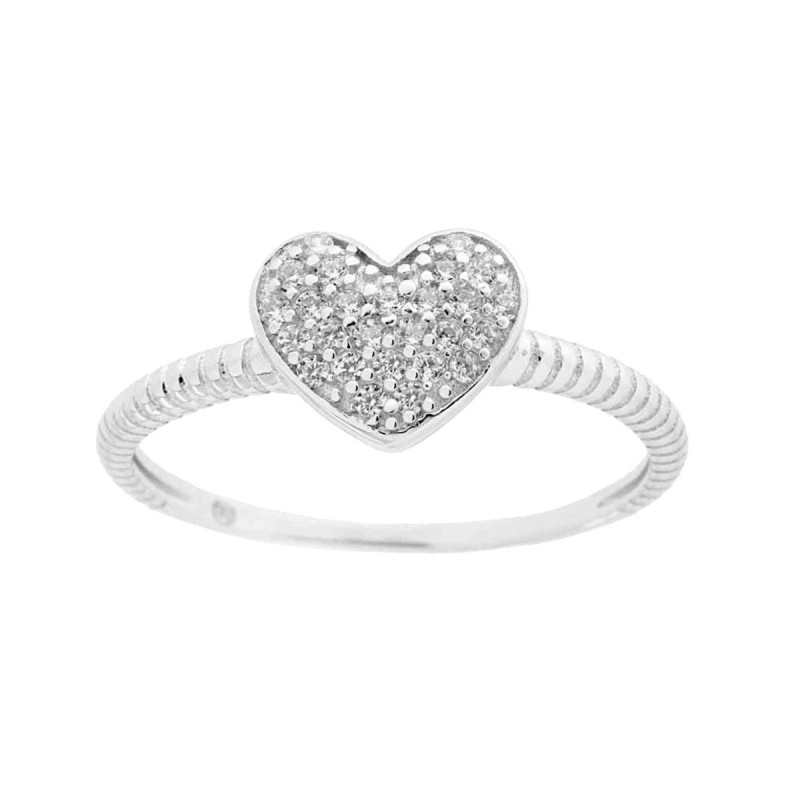 ANELLO CON CUORE E ZIRCONI BIANCO IN ARGENTO 925 GALVANICA RODIO