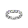 ANELLO TENNIS CIPOLLINA QUADRATA CON ZIRCONI MULTICOLOR PASTELLO IN ARGENTO 925 GALVANICA RODIO