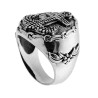 ANELLO CHEVALIER OVALE CON ANCORA E PALLINE IN ARGENTO 925 GALVANICA RODIO BRUNITO