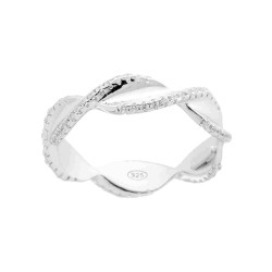 ANELLO FASCIA RITORTA CON ZIRCONI BIANCHI IN ARGENTO 925 GALVANICA RODIO