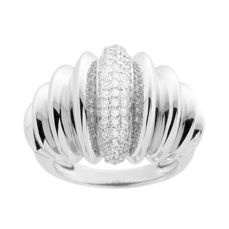 ANELLO FASCIONE CON ZIRCONI BIANCO IN ARGENTO 925 GALVANICA RODIO