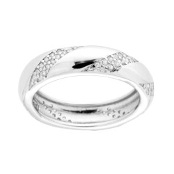 ANELLO FEDE FASCIA CON INTRECCIO CUBIC ZIRCONIA BIANCO IN ARGENTO 925 GALVANICA RODIO