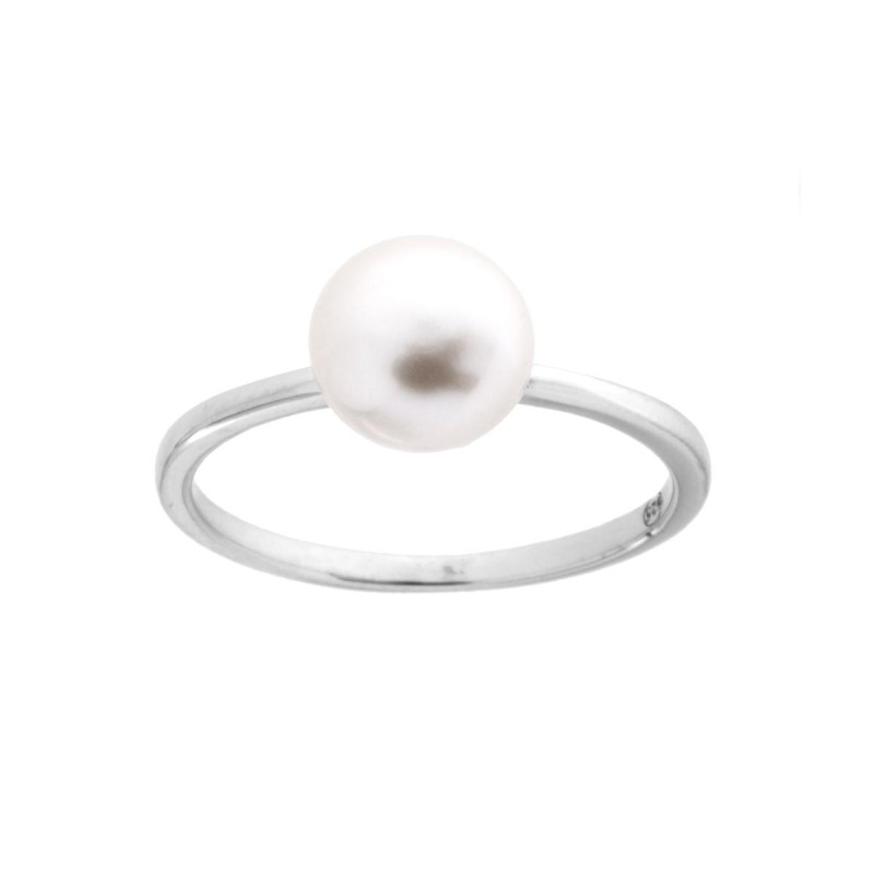 ANELLO CON PERLA MM 7.5 IN ARGENTO 925 GALVANICA RODIO