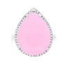 ANELLO GOCCIA CON PIETRA ROSA SFACCETTATA CONTORNATA CON ZIRCONI BIANCHI IN ARGENTO 925 GALVANICA RODIO
