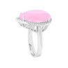 ANELLO GOCCIA CON PIETRA ROSA SFACCETTATA CONTORNATA CON ZIRCONI BIANCHI IN ARGENTO 925 GALVANICA RODIO