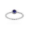 ANELLO SOLITARIO CON GAMBO A PALLINE CON ZIRCONE BLU ZAFFIRO IN ARGENTO 925 GALVANICA RODIO