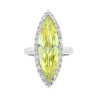 ANELLO MARQUISE QUARZO CITRINO CONTORNATO DA ZIRCONI BIANCHI IN ARGENTO 925 GALVANICA RODIO