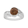 ANELLO SOLITARIO QUARZO FUME CON ZIRCONI BIANCHI IN ARGENTO 925 GALVANICA RODIO
