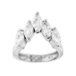 ANELLO CHEVRON DIADEMA CON ZIRCONI BIANCHI MARQUISE IN ARGENTO 925 GALVANICA RODIO