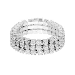 ANELLO TRE FILI TENNIS CON ZIRCONI BIANCHI IN ARGENTO 925 GALVANICA RODIO