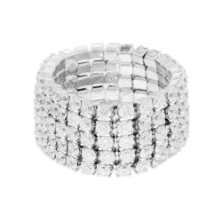 ANELLO CINQUE FILI TENNIS CON ZIRCONI BIANCHI IN ARGENTO 925 GALVANICA RODIO