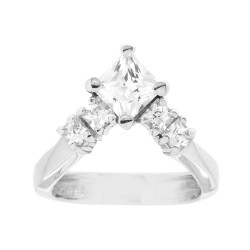 ANELLO CHEVRON DIADEMA CON ZIRCONI BIANCHI QUADRATI IN ARGENTO 925 GALVANICA RODIO