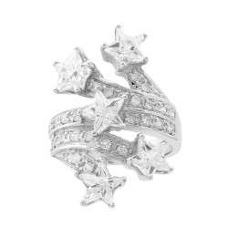 ANELLO STELLE CON ZIRCONI BIANCHI IN ARGENTO 925 GALVANICA RODIO