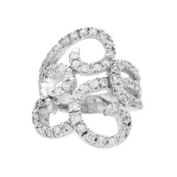 ANELLO CON DECORO CON ZIRCONI BIANCHI IN ARGENTO 925 GALVANICA RODIO