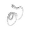ANELLO DOPPIO DITO SERPENTE CON ZIRCONI BIANCHI IN ARGENTO 925 GALVANICA RODIO