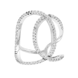 ANELLO MINIMAL FILO CON ZIRCONI BIANCHI IN ARGENTO 925 GALVANICA RODIO