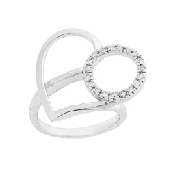 ANELLO CUORE CON ZIRCONI BIANCHI IN ARGENTO 925 GALVANICA RODIO