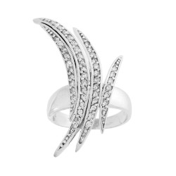 ANELLO CON FOGLIE CON ZIRCONI BIANCHI IN ARGENTO 925 GALVANICA RODIO
