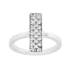 ANELLO BARRETTA RETTANGOLARE CON ZIRCONI BIANCHI IN ARGENTO 925 GALVANICA RODIO