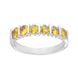 ANELLO VERETTA CON PIETRE QUARZO CITRINO IN ARGENTO 925 GALVANICA RODIO