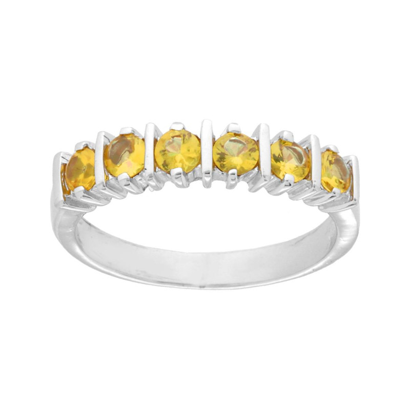 ANELLO VERETTA CON PIETRE QUARZO CITRINO IN ARGENTO 925 GALVANICA RODIO