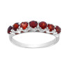 ANELLO VERETTA CON SETTE ZIRCONI ROSSO RUBINO IN ARGENTO 925 GALVANICA RODIO