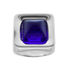 ANELLO CHEVALIER QUADRATO CON PIETRA BLU IN ARGENTO 925 GALVANICA RODIO